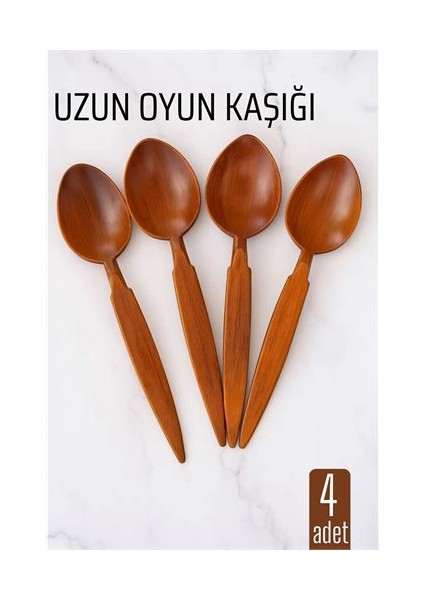 Uzun Oyun Kaşığı Halk Oyunu Kaşığı - Kına Kaşığı Uzun Saplı Zeybek Oyun Kaşığı 4 Adet