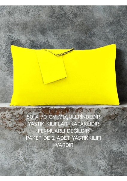 Pamuklu Düz Kumaştan Kapaklı Yastık Kılıfı 2 Adet