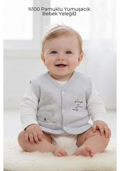 Bebiya %100 Pamuklu Unisex Bebek Yeleği | Çıtçıtlı, Antialerjik, Yumuşak Kumaş (0–9 Ay)