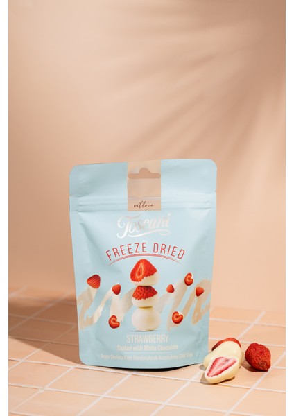 Beyaz Çikolata Kaplı Dondurularak Kurutulmuş Çilek Draje fırsatları