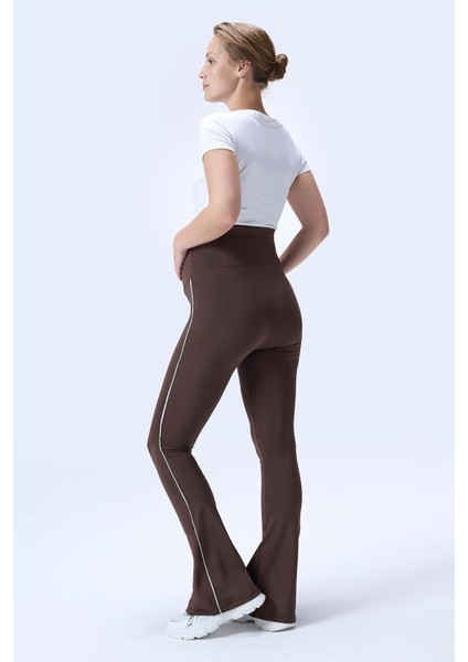 Imaj 437 Kahverengi Renk Toparlayıcı ve Extra Esnek Etkili Yüksek Bel Ispanyol Paça Hamile Tayt indirimleri