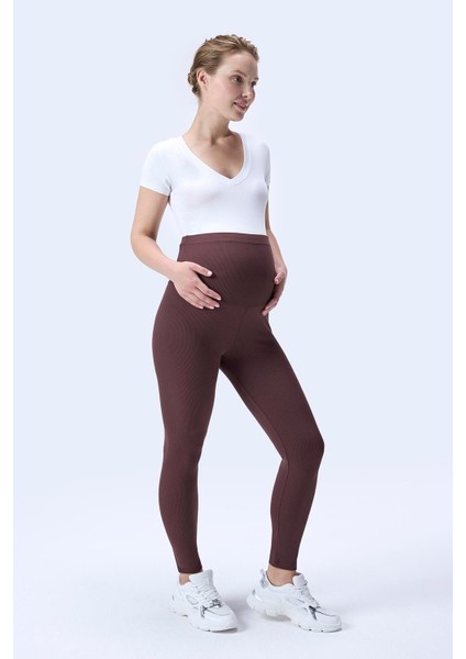 Imaj 371 Kahverengi Renk Toparlayıcı ve Extra Esnek Etkili Yüksek Bel Hamile Tayt