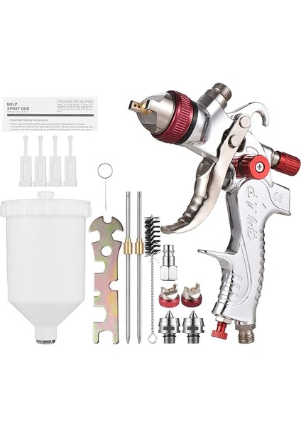 Hvlp Boya Püskürtme Tabancası Kiti Yeri Besleme Hava Püskürtme Tabancası Mini Püskürtme Boya Tabancası Boya Püskürtücü 600ML Bardak ile 1.4/1.7/2.0mm Boyama Için Nozullar Araba Mobilya Duvar