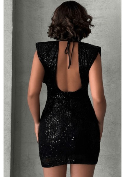 Sırt Dekolteli Pul Işlemeli Kırmızı Mini Elbise fiyatları