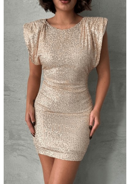 Sırt Dekolteli Pul Işlemeli Kırmızı Mini Elbise fiyatları