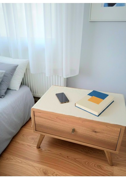 45X90 cm Ham Bez Komodin Örtüsü %100 Pamuklu Yatak Odası Komodin Örtüsü Pamuklu Doğal Kumaş 2'li Set modelleri