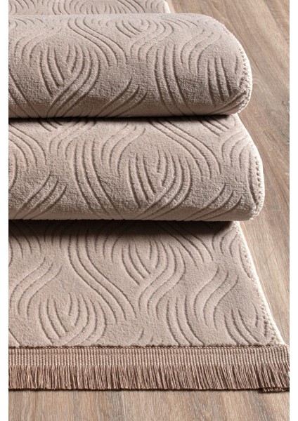 Rayne Koleksiyonu Bukle Kabartmalı Rölyef Kaymaz Tabanlı Yıkanabilir Salon,mutfak,koridor Vizon