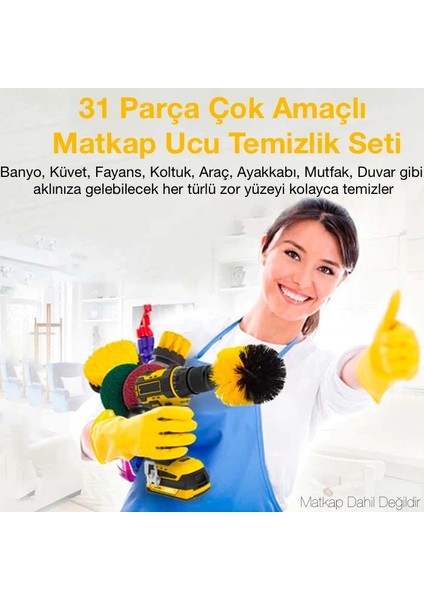 Ally 31 Parça Çok Amaçlı Ev Banyo ve Araç Matkap Ucu Temizlik SETI-(5775) - N811J072-M98811