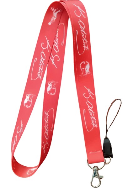 Kırmızı Beyaz Atatürk Imzalı Boyun Askı Ipi ve Telefon Askısı + Kartlık