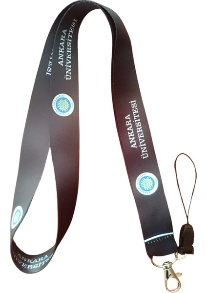 Siyah Beyaz Ankara Üniversitesi Boyun Askı Ipi ve Telefon Askısı + Kartlık