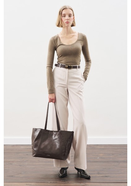 Uzun Paça Straıght Pantolon Bej