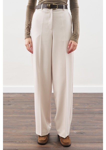Uzun Paça Straıght Pantolon Bej fırsatları