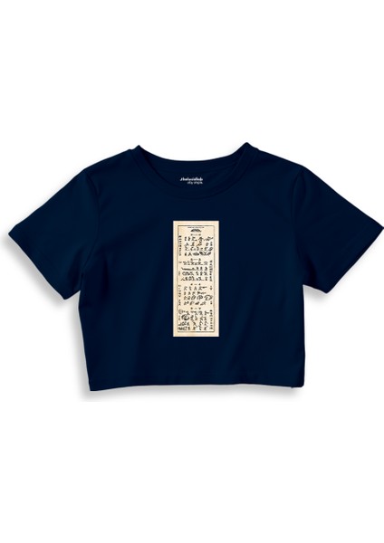 Avatar The Last Airbender Bending Scrolls Crop Tişört - Lacivert