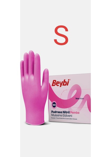 Pembe Nitril Pudrasız Eldiven 1 Paket (100 Adet) fiyatları