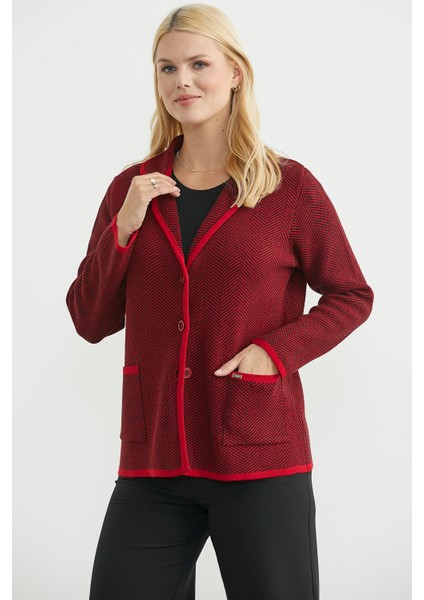 Kazayağı Şal Yaka Yünlü Triko Ceket - Kırmızı fiyatları