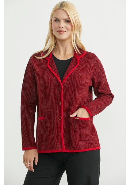 Kazayağı Şal Yaka Yünlü Triko Ceket - Kırmızı indirimleri