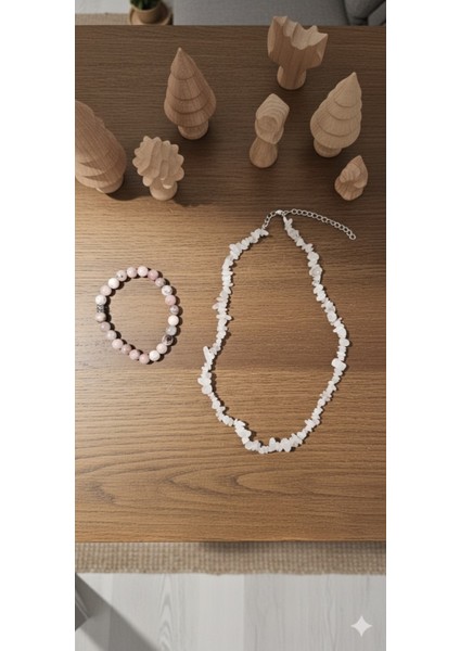 Pembe Kuvars Doğal Taş Bileklik ve Kolye Seti – Sevgi, Şefkat ve Pozitif Enerji Yayan El Yapımı Şifa Takı fiyatları