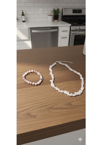 Pembe Kuvars Doğal Taş Bileklik ve Kolye Seti – Sevgi, Şefkat ve Pozitif Enerji Yayan El Yapımı Şifa Takı modelleri