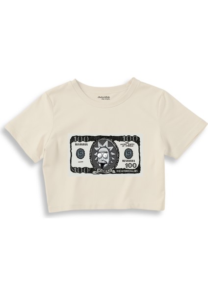 Morty Dollar Crop Tişört - Ekru