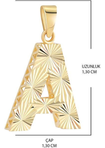 14 Ayar Altın A Harfi Kalemli Kolye Ucu fiyatları