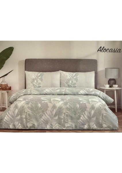 Nev Alocasia Yeşil Çift Kişilik Nevresim Takımı