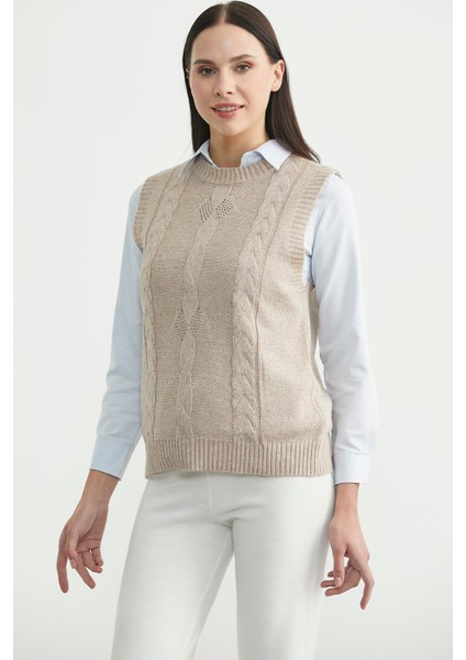 Salaş Yünlü Triko Süveter - Vizon fırsatları