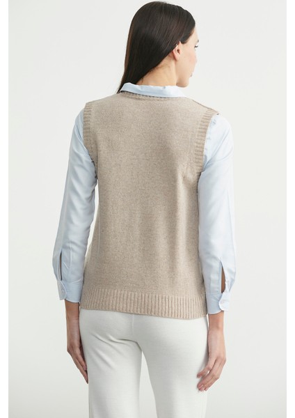 Salaş Yünlü Triko Süveter - Vizon indirimleri