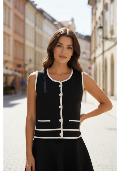 Kadın Çelik Örme Triko Şeritli Yelek fiyatları