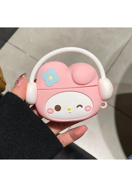 Airpods Pro 3. Nesil Uyumlu Sevimli Pembe Hello Kitty Figürlü Darbe Önleyici Kulaklık Koruma Kılıfı