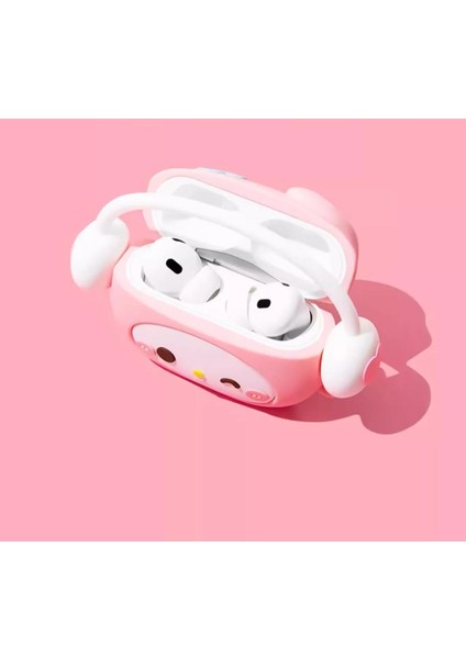 Airpods Pro 3. Nesil Uyumlu Sevimli Pembe Hello Kitty Figürlü Darbe Önleyici Kulaklık Koruma Kılıfı