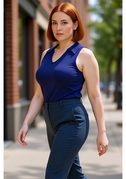 Kadın Gömlek Yaka Örme Büyük Beden Kolsuz Kaliteli Şık Rahat Modern Zarif Günlük