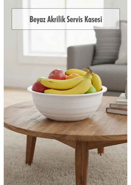 2,5 Lt Beyaz Akrilik Servis Kasesi & Karıştırma Kabı