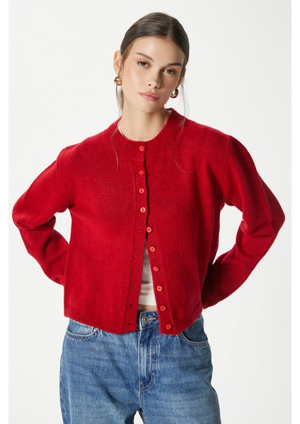 Kadın Nina Bisiklet Yaka Kırmızı Basic Hırka fiyatları