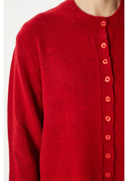 Kadın Nina Bisiklet Yaka Kırmızı Basic Hırka modelleri