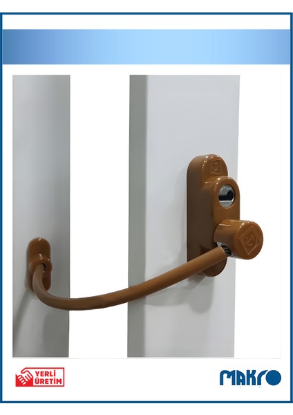 Penkid Çelik Halatlı Pvc Pencere Emniyet Çocuk Güvenlik Kilidi Açık Kahverengi