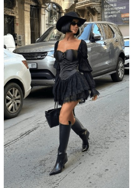 Önü Fırfırlı Altı Volanlı Elbise modelleri