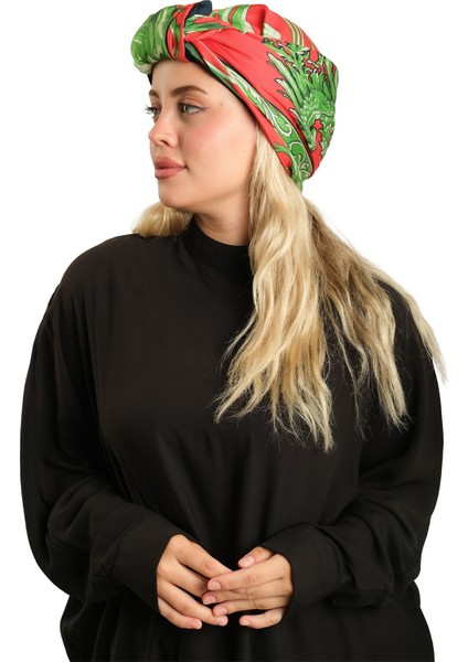 Kırmızı Pratik Hazır Geçmeli Tesettür Bone Ipek Desenli 2410_31 fiyatları