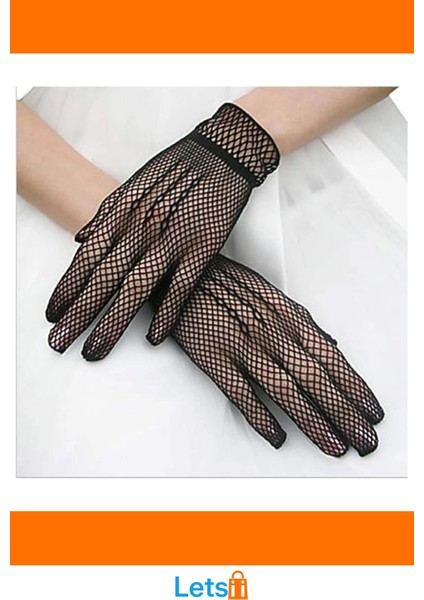 Siyah Renk Likralı File Eldiven Parmaklı Örgü Yetişkin Eliktir modelleri