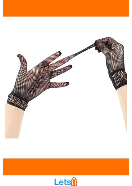 Siyah Renk Likralı File Eldiven Parmaklı Örgü Yetişkin Eliktir fırsatları