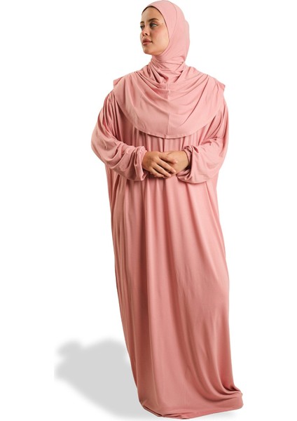 Pudra Tek Parça Namaz Elbisesi Viskon Düz 2503_06 fiyatları