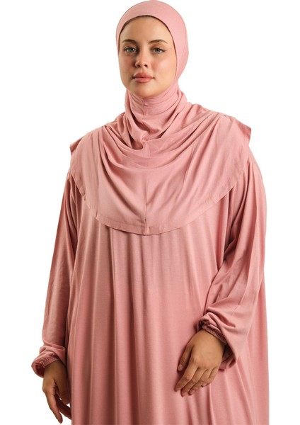 Pudra Tek Parça Namaz Elbisesi Viskon Düz 2503_06 modelleri