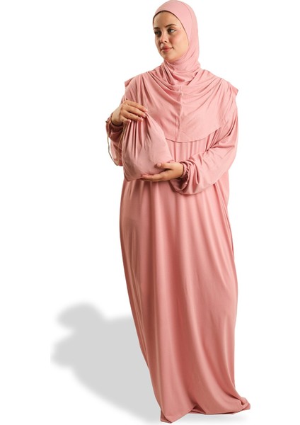 Pudra Tek Parça Namaz Elbisesi Viskon Düz 2503_06 fırsatları