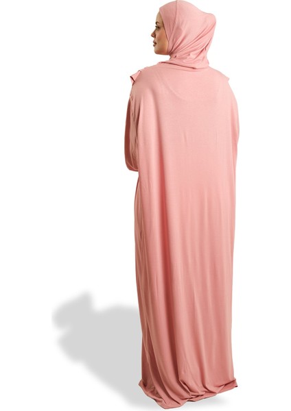 Pudra Tek Parça Namaz Elbisesi Viskon Düz 2503_06 indirimleri