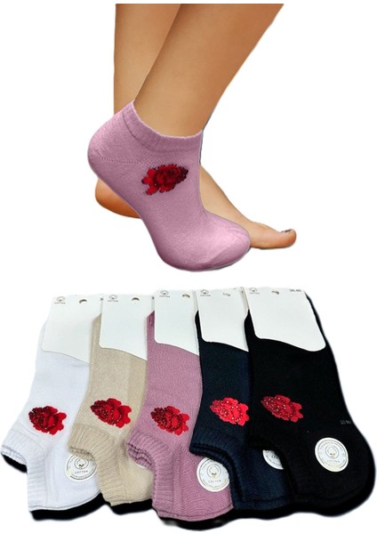 Kadın Patik Çorap – 12’li Paket (Zarif Gül Taşlı Model, Karışık Asorti) fiyatları