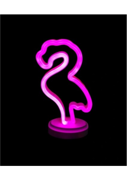 Buğz Neon Işıklı Flamingo Yazılı Masa Gece Lambası