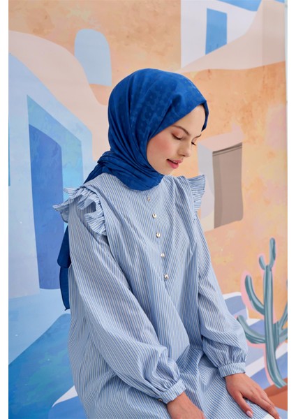 Çiçek Desen Jakar Italyan Ipekli Şal Indigo fiyatları