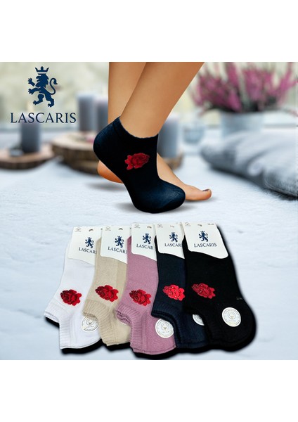 Kadın Patik Çorap – 12’li Paket (Zarif Gül Taşlı Model, Karışık Asorti) modelleri