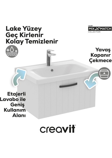 D10 Eksen Lavabo Dolabı Çekmeceli 65 cm Beyaz Lake fiyatları