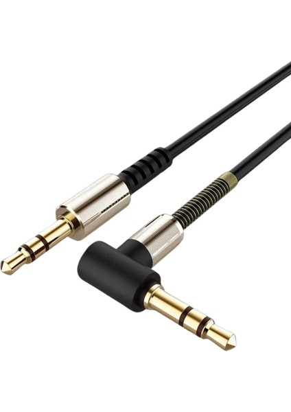 3.5mm Aux Kablosu Jak Erkek Erkek L Tipi 1 Metre Ses Aktarım Kablosu