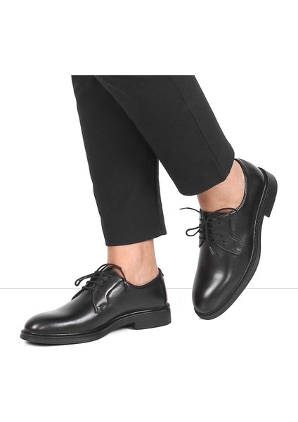 Erkek Siyah Bağcıklı Deri Ayakkabı